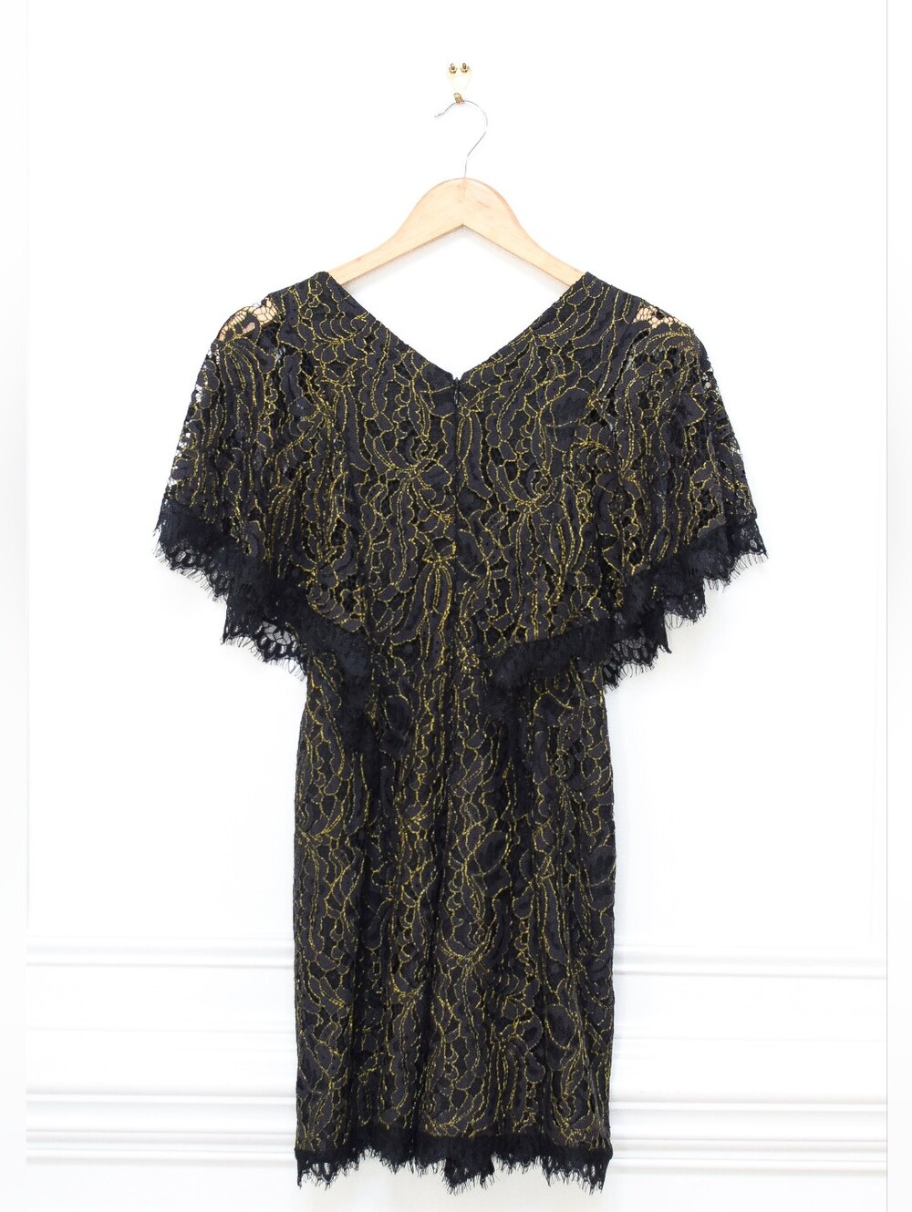 Dress The Population Raven Black Lace Romper Flutter Sleeve Size M Cocktail Glam - Picture 6 of 7